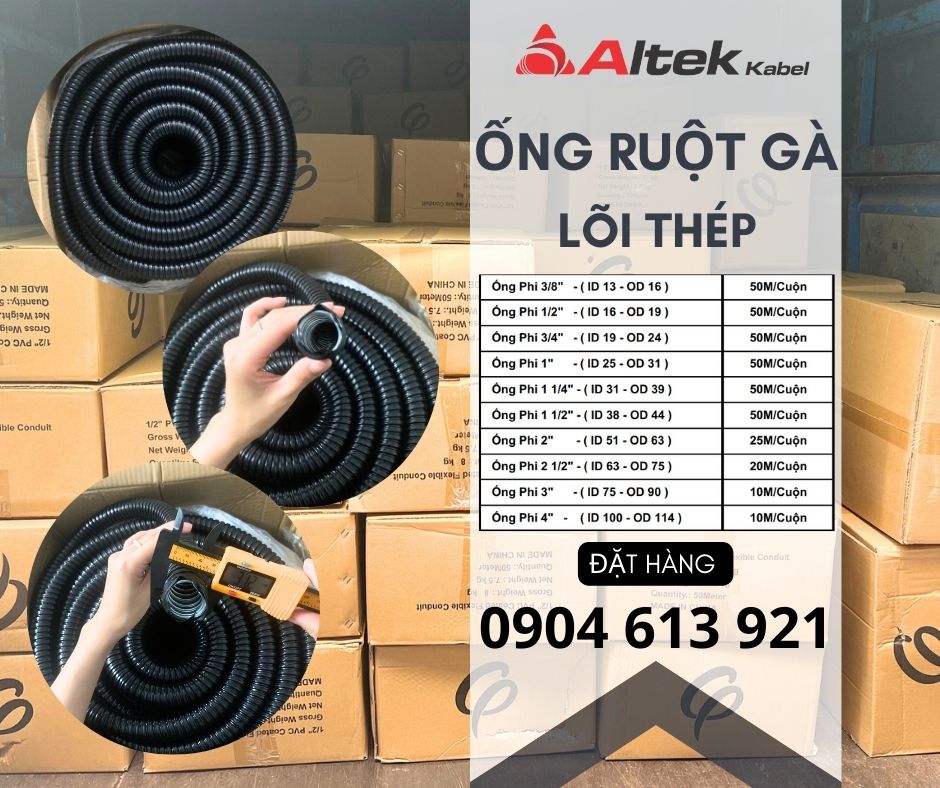 Ống kẽm đàn hồi / ống ruột gà lõi thép bọc nhựa